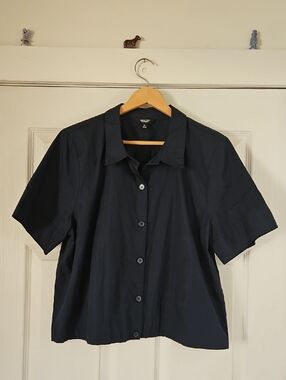 Simply Vera Vera Wang Navy Short-Sleeve Button-Down Shirt